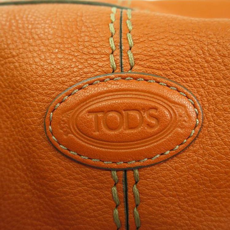 Pre Owned Tod's Orange Leather Bauletto Bowling Bag