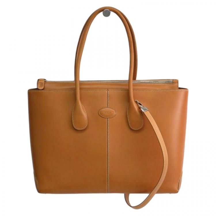 مملوكة مسبقًا Tod's Brown Leather Classic D Shopping Tote