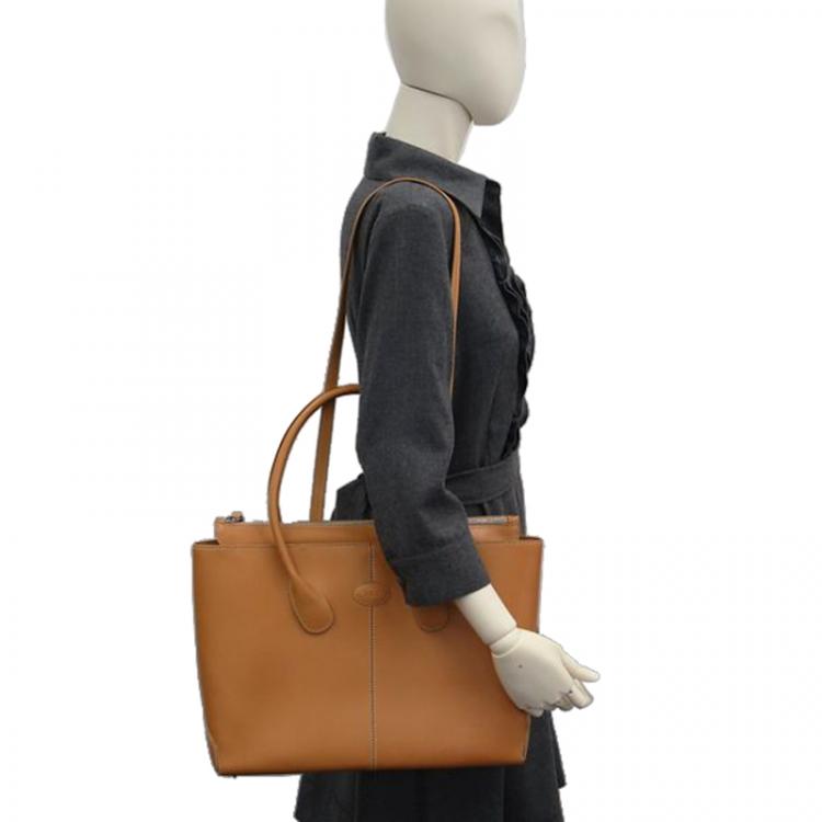 مملوكة مسبقًا Tod's Brown Leather Classic D Shopping Tote