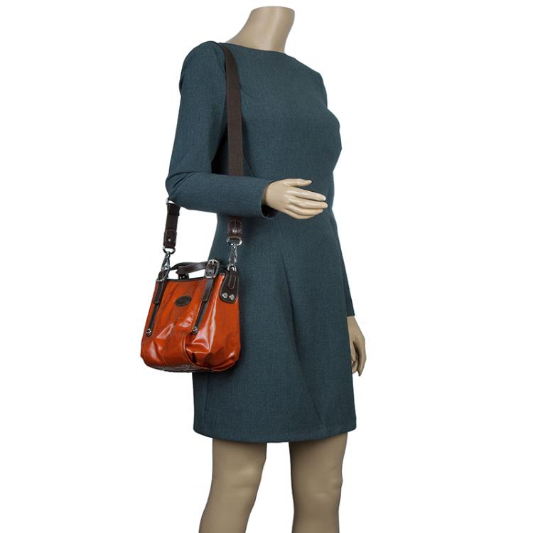 Pre Owned Tod's Orange Coated Canvas Mini G-Line Easy Sacca Shoulder Bag