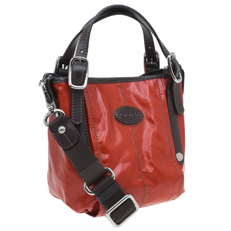 Pre Owned Tod's Orange Coated Canvas Mini G-Line Easy Sacca Shoulder Bag