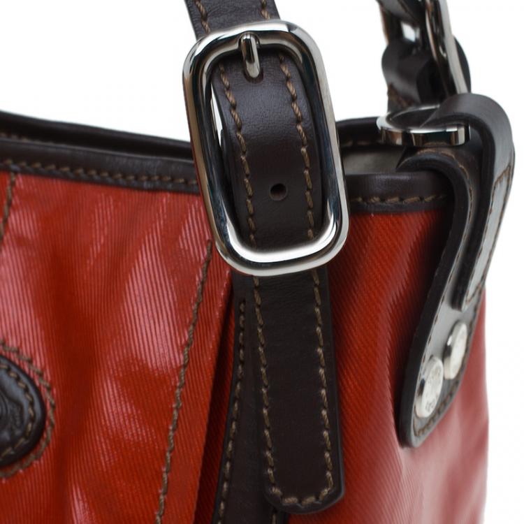 Pre Owned Tod's Orange Coated Canvas Mini G-Line Easy Sacca Shoulder Bag