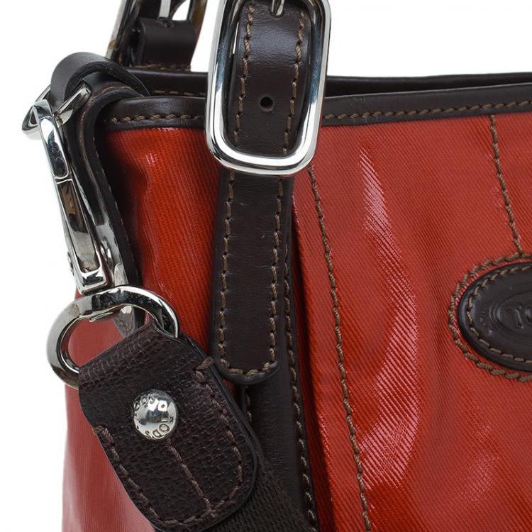 Pre Owned Tod's Orange Coated Canvas Mini G-Line Easy Sacca Shoulder Bag