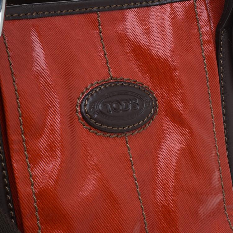 Pre Owned Tod's Orange Coated Canvas Mini G-Line Easy Sacca Shoulder Bag