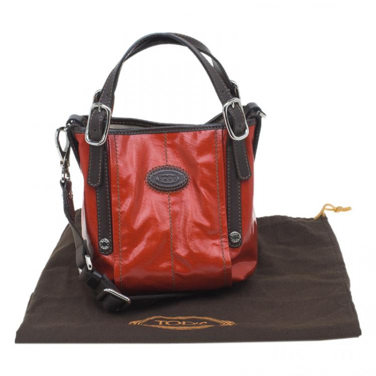 Pre Owned Tod's Orange Coated Canvas Mini G-Line Easy Sacca Shoulder Bag