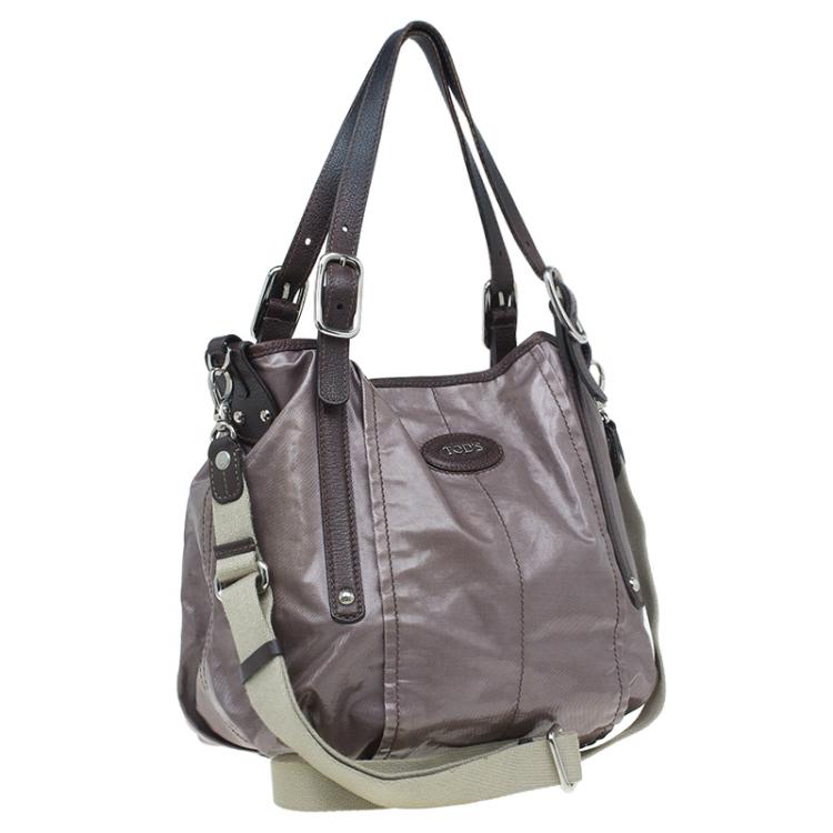 مملوكة مسبقًا Tod's Metallic Brown Coated Canvas G-Line Easy Sacca Tote