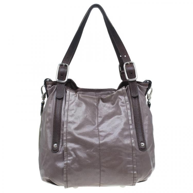 مملوكة مسبقًا Tod's Metallic Brown Coated Canvas G-Line Easy Sacca Tote