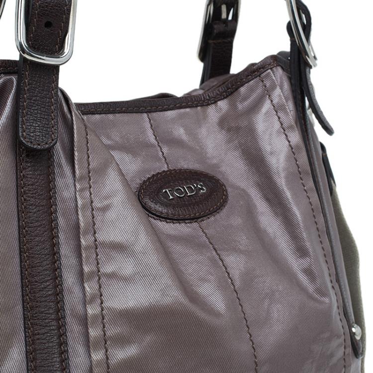 مملوكة مسبقًا Tod's Metallic Brown Coated Canvas G-Line Easy Sacca Tote