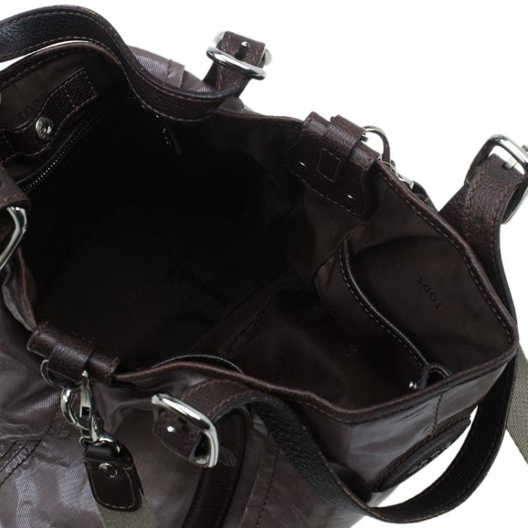مملوكة مسبقًا Tod's Metallic Brown Coated Canvas G-Line Easy Sacca Tote