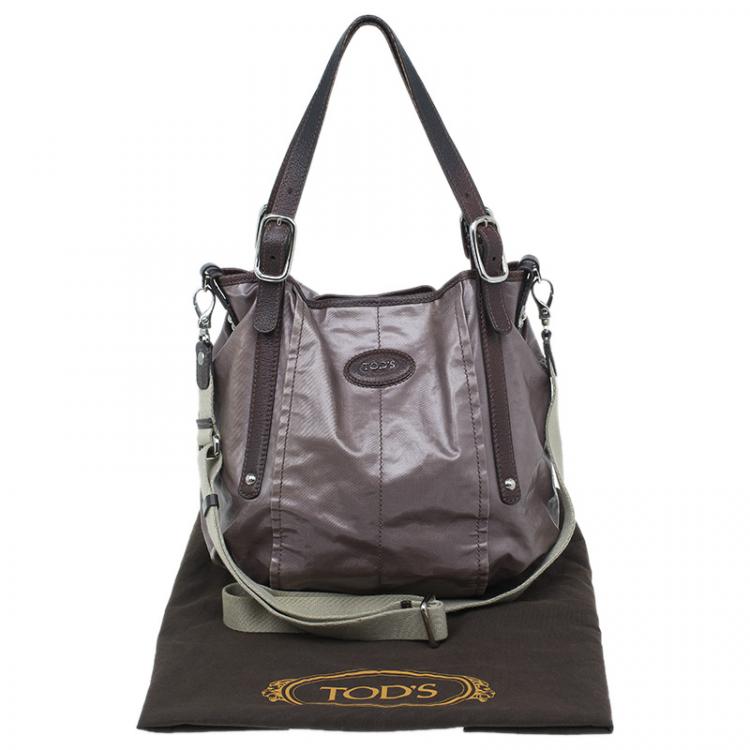 مملوكة مسبقًا Tod's Metallic Brown Coated Canvas G-Line Easy Sacca Tote