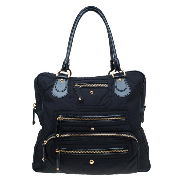 Pre Owned Tod's Black Nylon and Leather Pashmy Pocket Media D Tote