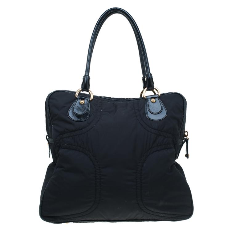 Pre Owned Tod's Black Nylon and Leather Pashmy Pocket Media D Tote