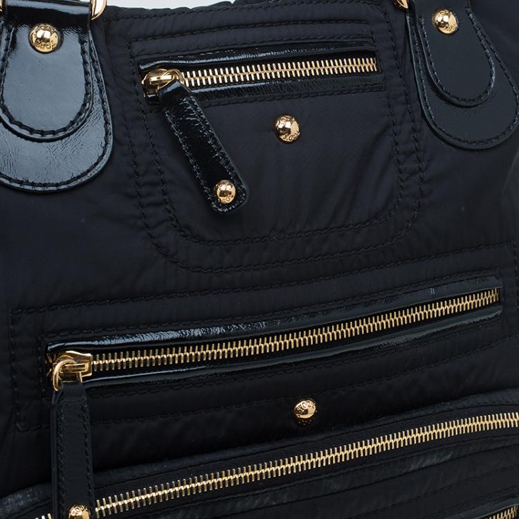 Pre Owned Tod's Black Nylon and Leather Pashmy Pocket Media D Tote