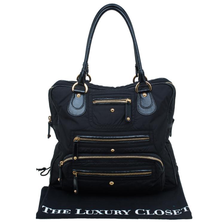 Pre Owned Tod's Black Nylon and Leather Pashmy Pocket Media D Tote