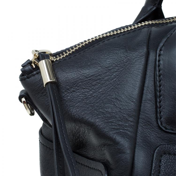 Pre Owned Tod's Black Leather D-Styling Manici Zip Satchel
