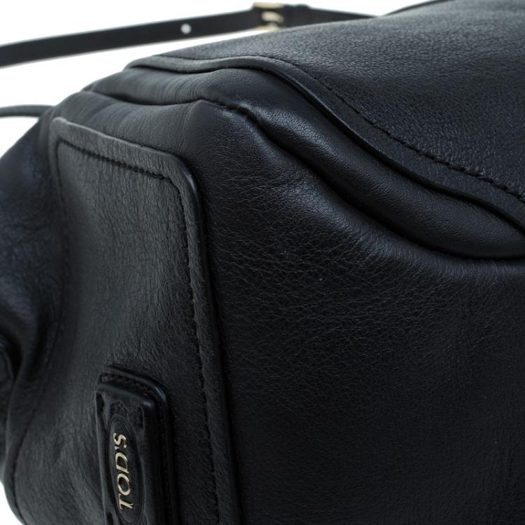 Pre Owned Tod's Black Leather D-Styling Manici Zip Satchel