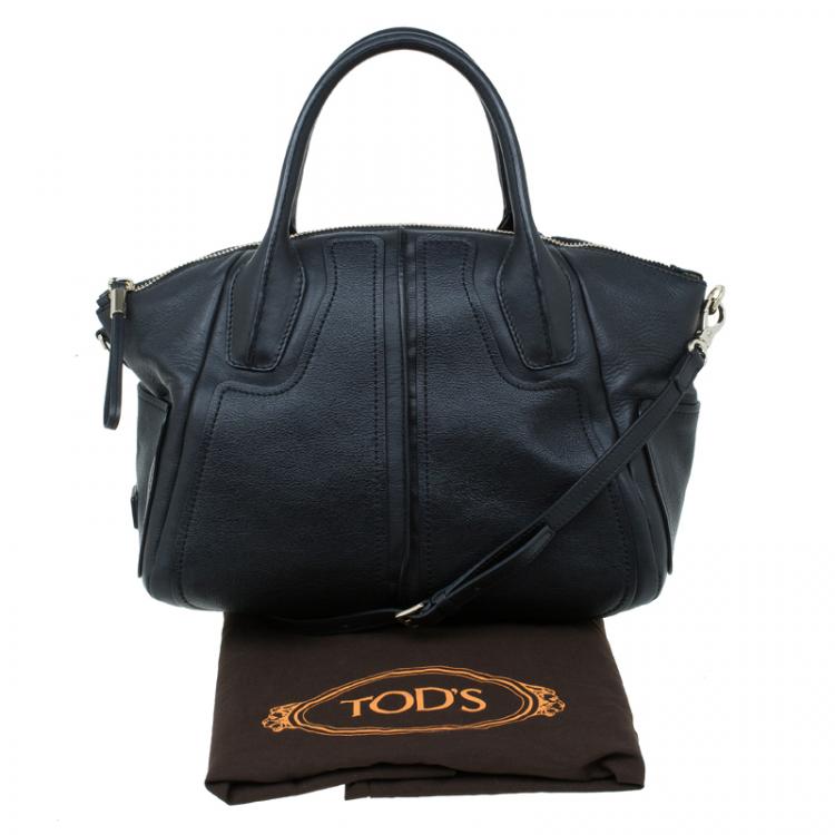Pre Owned Tod's Black Leather D-Styling Manici Zip Satchel