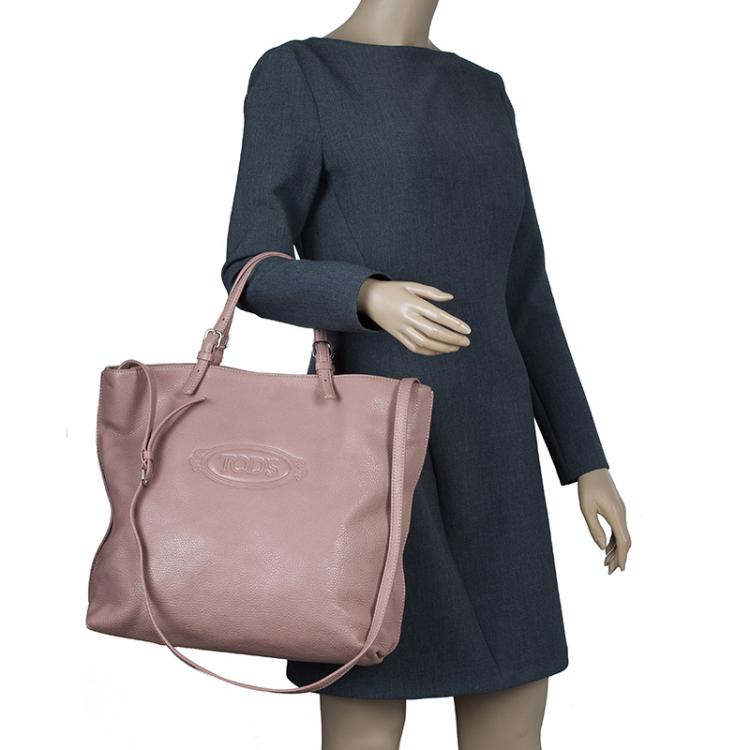Pre Owned Tod's Blush Pink Leather Large Toronto Shopper Tote