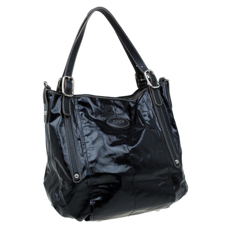 Pre Owned Tod's Metallic Black Coated Canvas G-Line Easy Sacca Tote