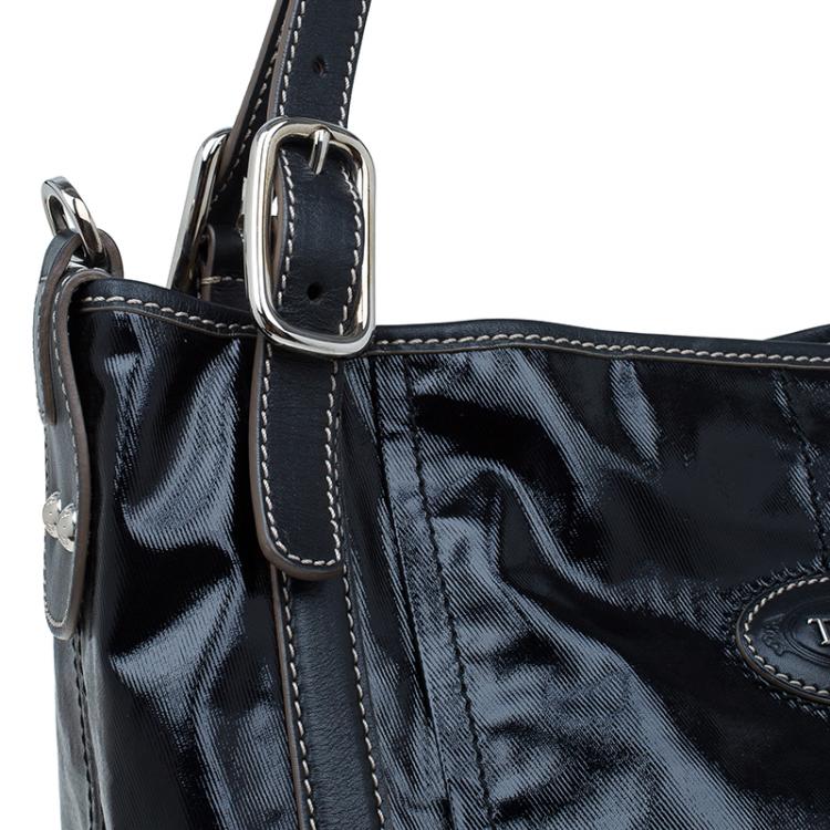 Pre Owned Tod's Metallic Black Coated Canvas G-Line Easy Sacca Tote
