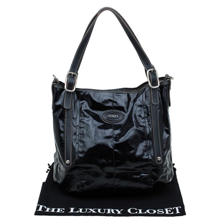 Pre Owned Tod's Metallic Black Coated Canvas G-Line Easy Sacca Tote