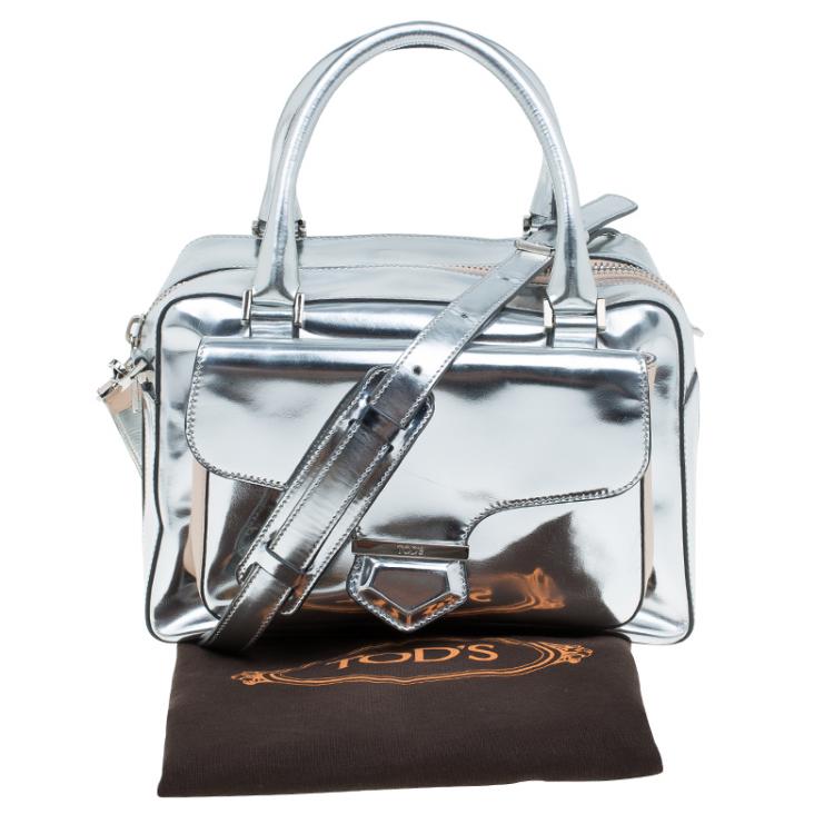 Pre Owned Tod's Silver Leather Small Military Bowler Bag