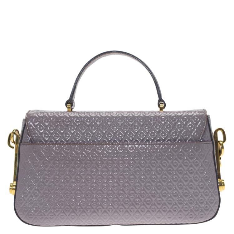 Pre Owned Tod's Grey Embossed Patent Leather Crossbody Bag