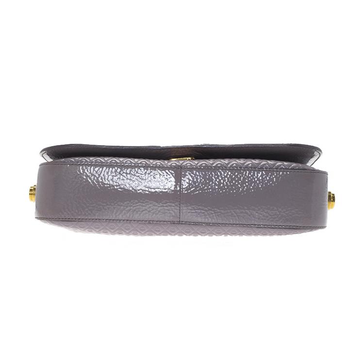 Pre Owned Tod's Grey Embossed Patent Leather Crossbody Bag