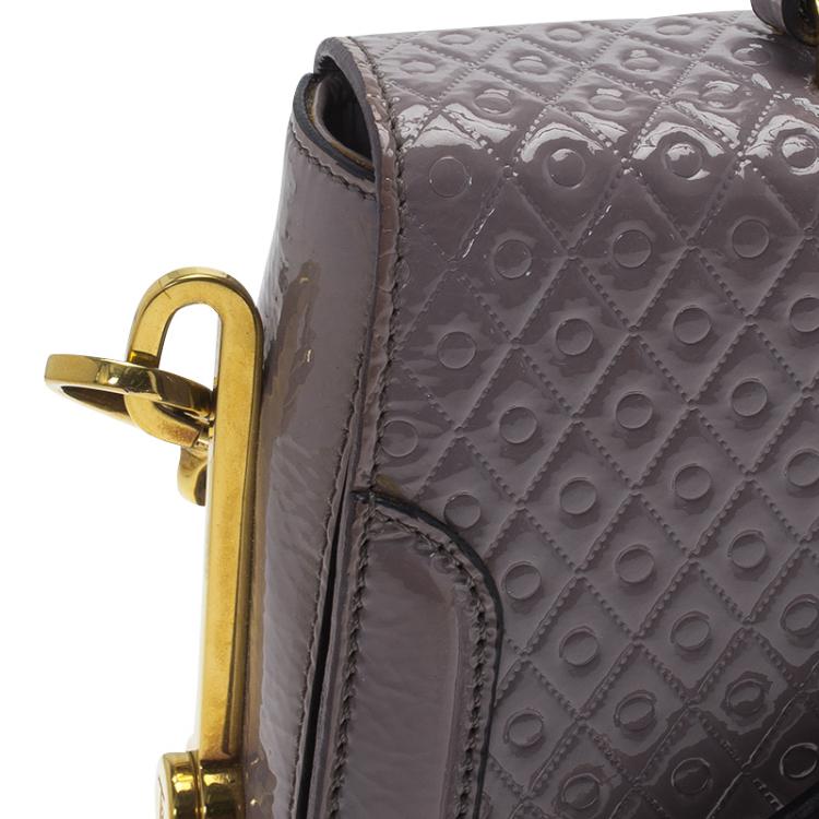 Pre Owned Tod's Grey Embossed Patent Leather Crossbody Bag