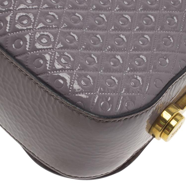 Pre Owned Tod's Grey Embossed Patent Leather Crossbody Bag