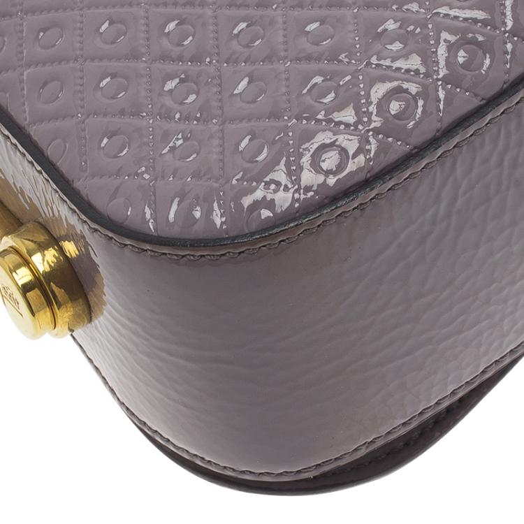 Pre Owned Tod's Grey Embossed Patent Leather Crossbody Bag