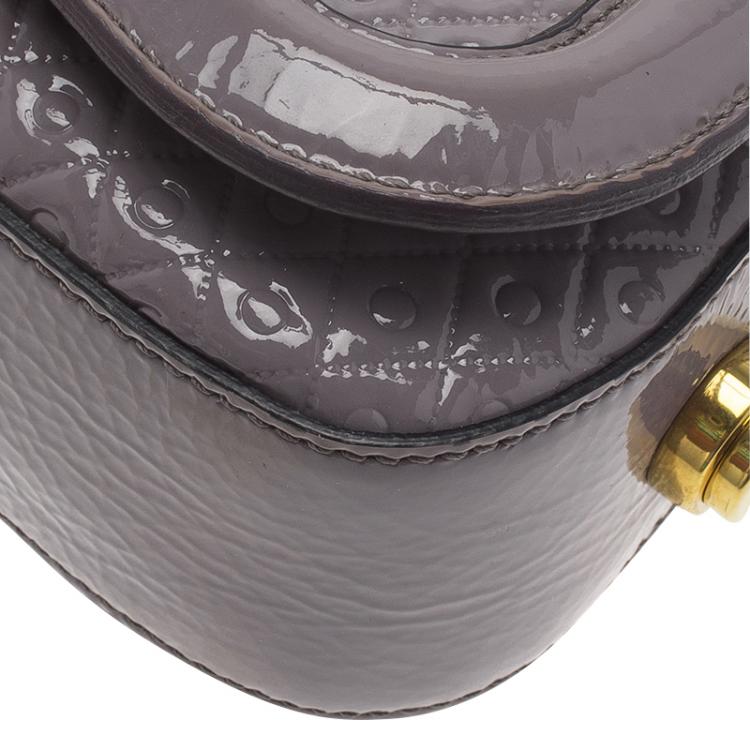 Pre Owned Tod's Grey Embossed Patent Leather Crossbody Bag