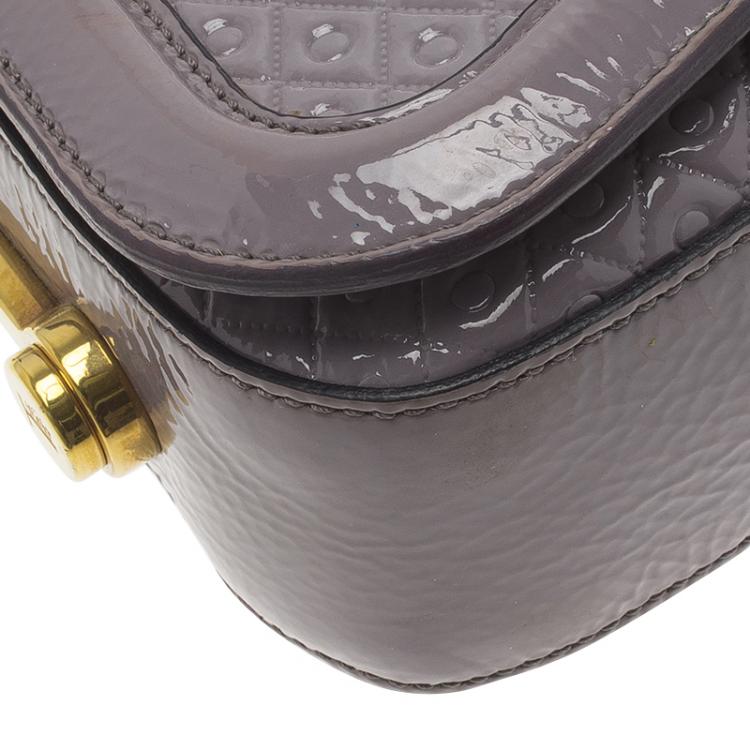 Pre Owned Tod's Grey Embossed Patent Leather Crossbody Bag