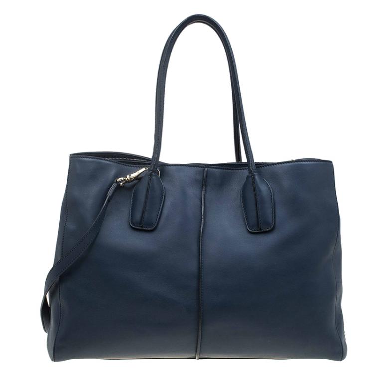 مملوكة مسبقًا Tod's Navy Blue Leather D-Styling Manici New Grande Shopping Tote