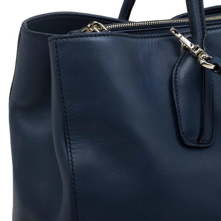 مملوكة مسبقًا Tod's Navy Blue Leather D-Styling Manici New Grande Shopping Tote