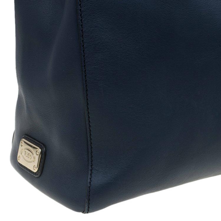 مملوكة مسبقًا Tod's Navy Blue Leather D-Styling Manici New Grande Shopping Tote
