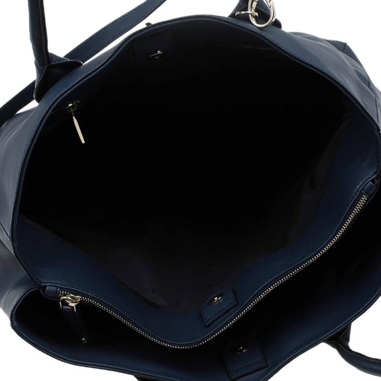 مملوكة مسبقًا Tod's Navy Blue Leather D-Styling Manici New Grande Shopping Tote