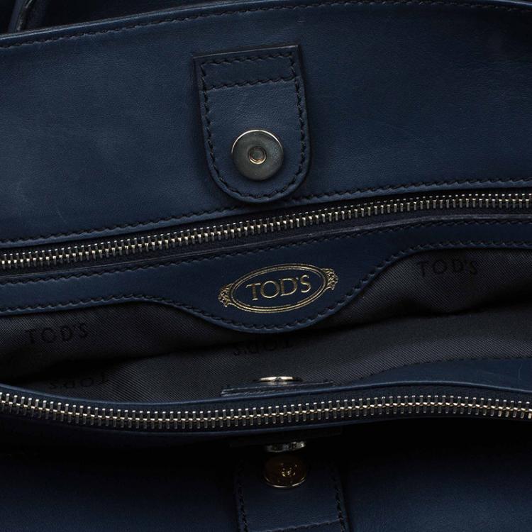 مملوكة مسبقًا Tod's Navy Blue Leather D-Styling Manici New Grande Shopping Tote