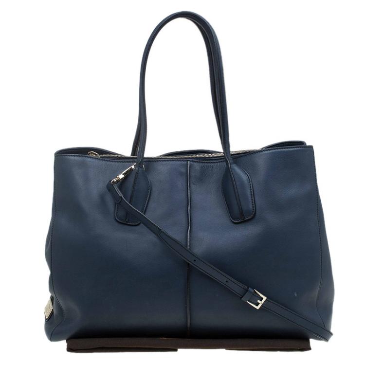 مملوكة مسبقًا Tod's Navy Blue Leather D-Styling Manici New Grande Shopping Tote