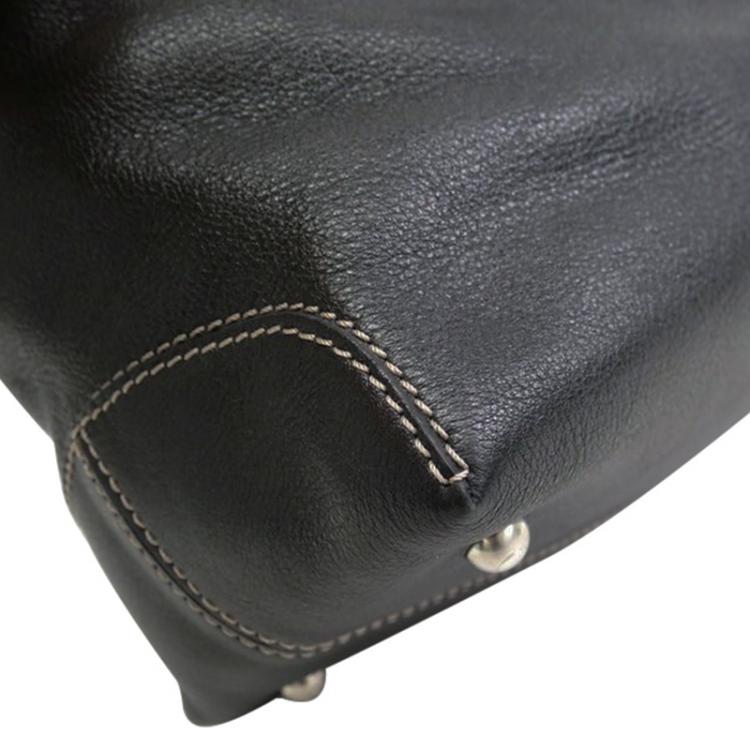 Pre Owned Tod's Black Leather Drawstring Tote