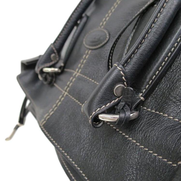 Pre Owned Tod's Black Leather Drawstring Tote