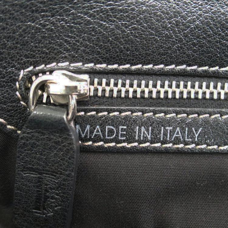 Pre Owned Tod's Black Leather Drawstring Tote