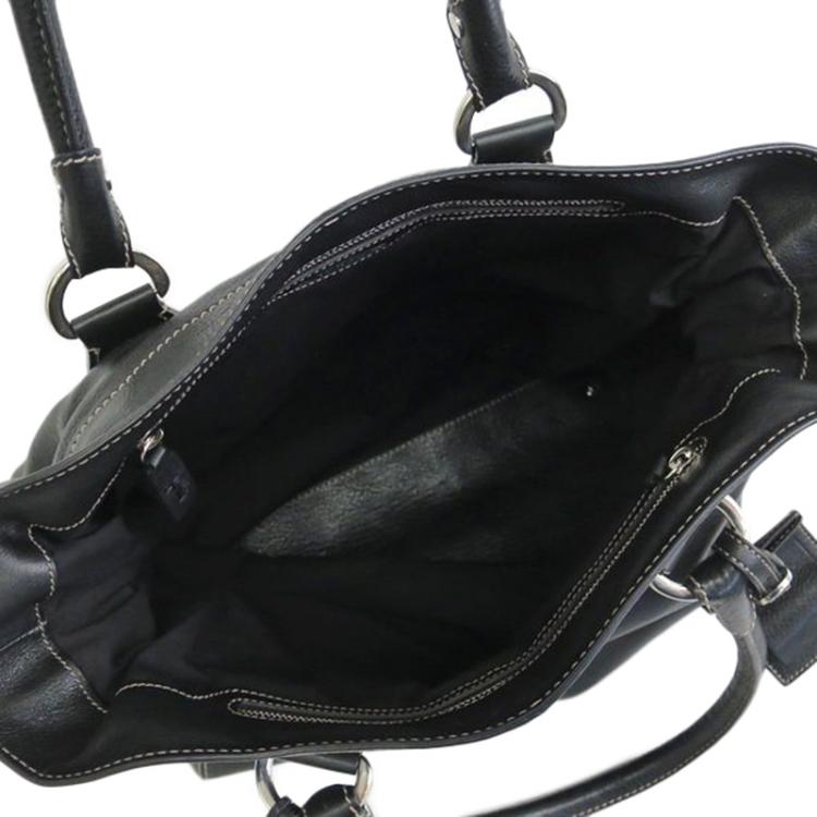 Pre Owned Tod's Black Leather Drawstring Tote