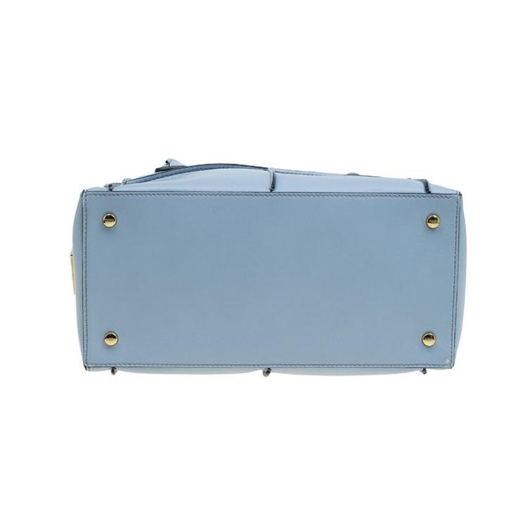 Pre Owned Tod's Quilted Carolina Blue Leather Small D-Cube Bowler Bag