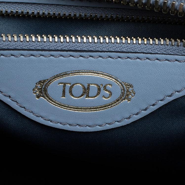 Pre Owned Tod's Quilted Carolina Blue Leather Small D-Cube Bowler Bag