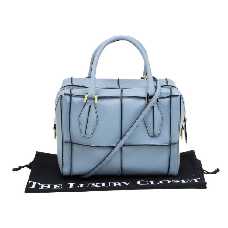 Pre Owned Tod's Quilted Carolina Blue Leather Small D-Cube Bowler Bag
