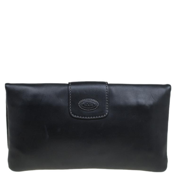 Pre Owned Tod's Black Leather Lucy Clutch