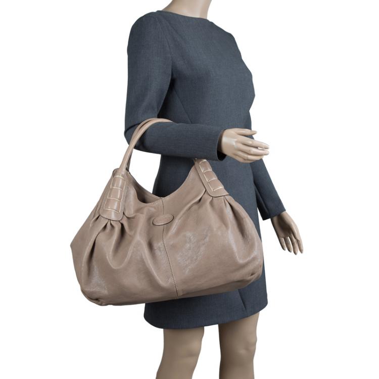Pre Owned Tod's Beige Leather Ivy Sacca Media Tote