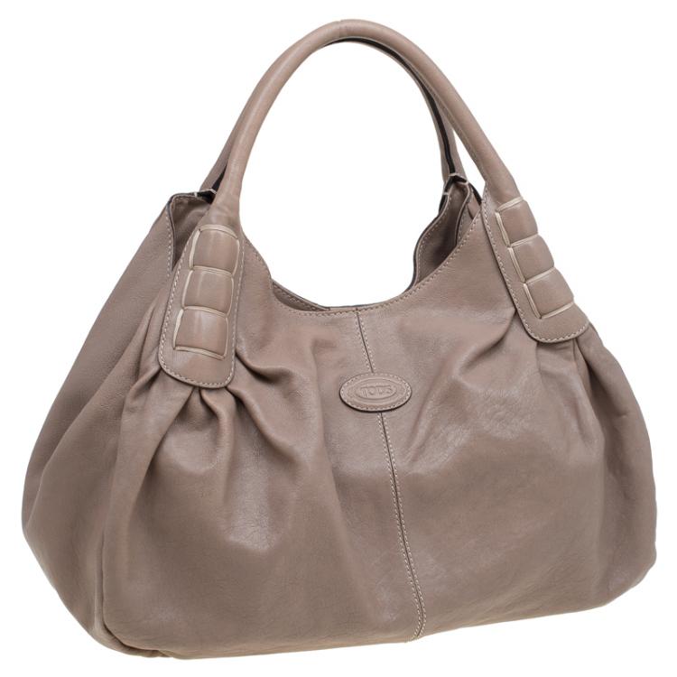 Pre Owned Tod's Beige Leather Ivy Sacca Media Tote