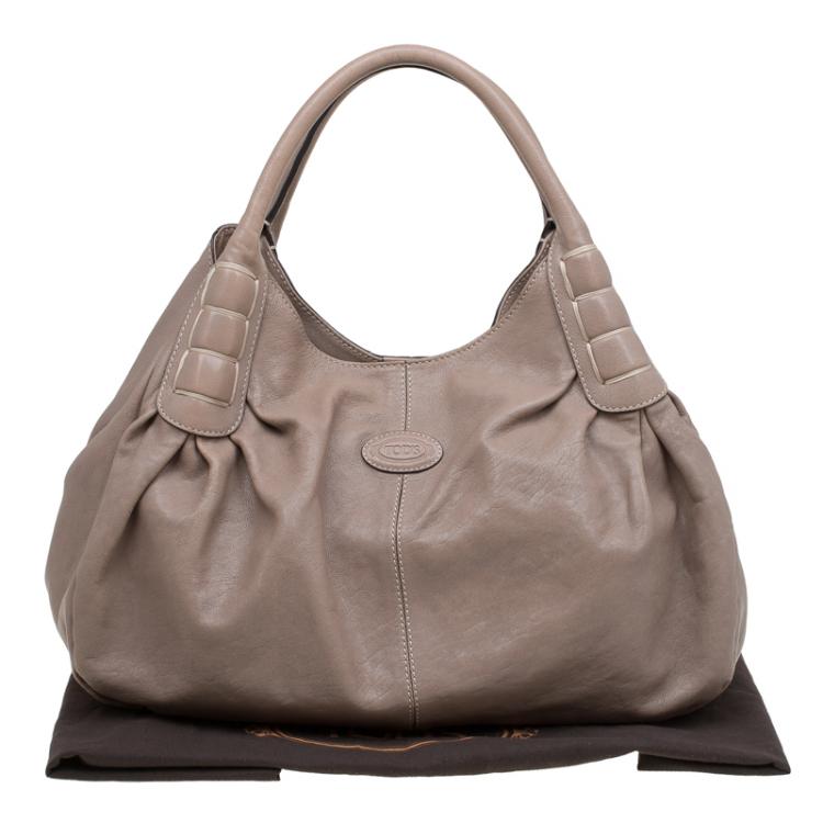 Pre Owned Tod's Beige Leather Ivy Sacca Media Tote